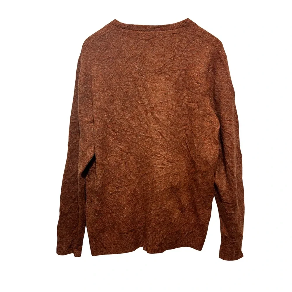Black Brown 1826 Men M Merino Wool Sweater Rust Brown Lightweight Pullover